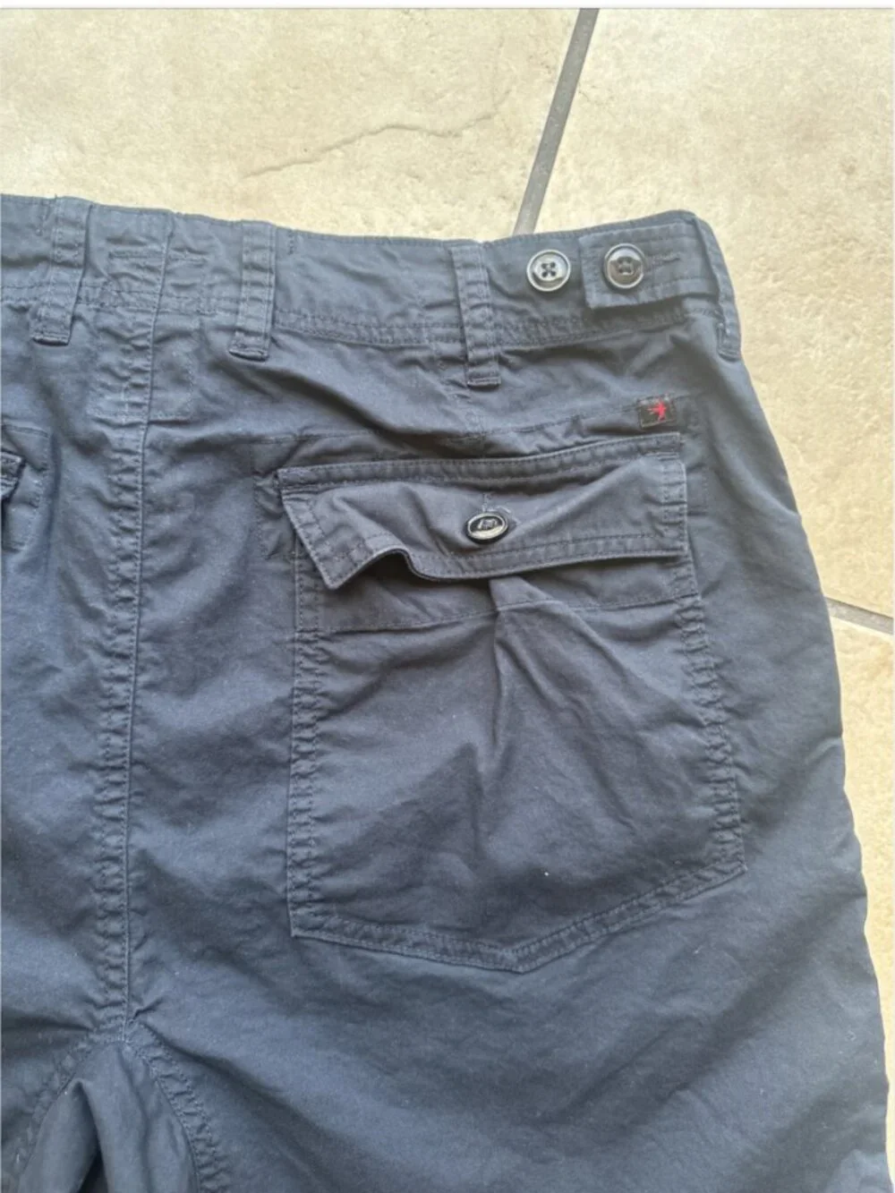 Relwen Mens Navy Blue Chino Shorts Size 34 Utility Panel Stretch Cotton 121082
